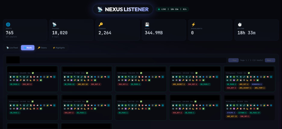 The main panel of Nexus Listener