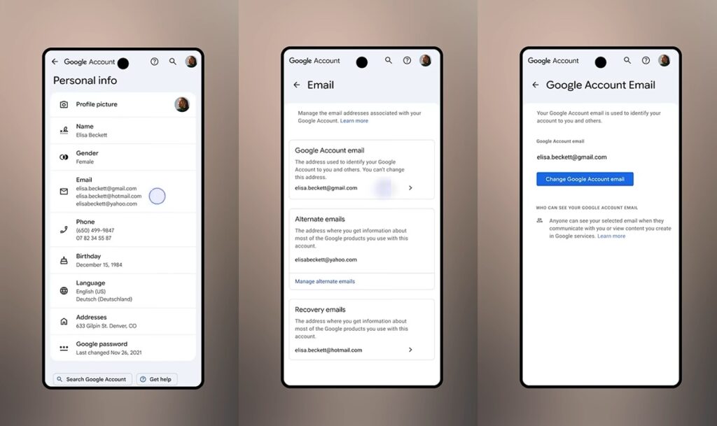 How to change @gmail address