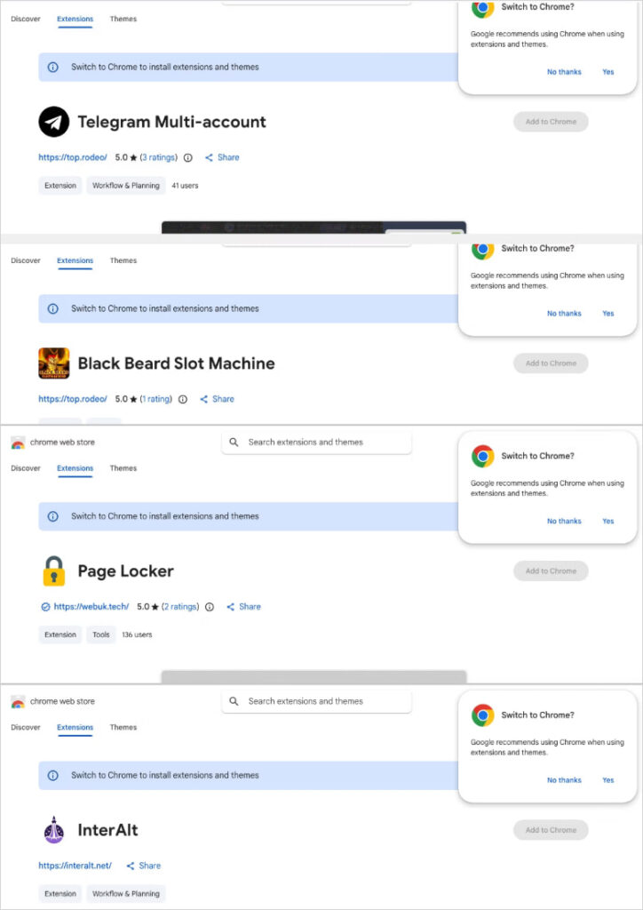 Extensions linked to the same campaign