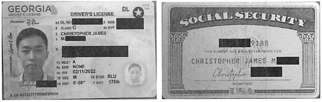 Fake driver's license and Social Security card (DOJ)