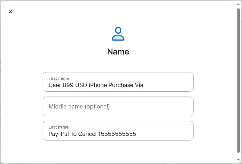 Replication attack by changing Apple account name fields