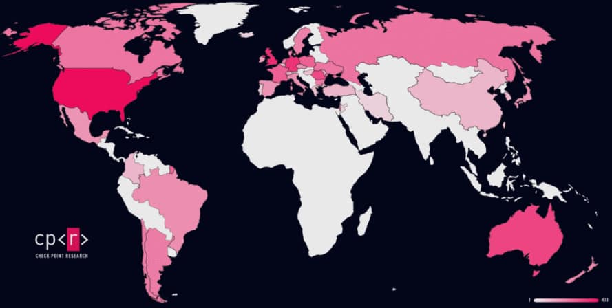 Location of infected organizations
