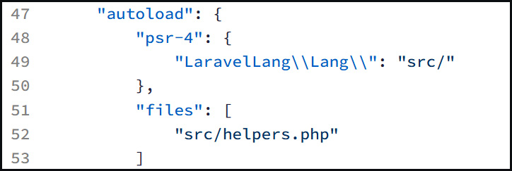 helpers.php payload added to autoload section of composer.json