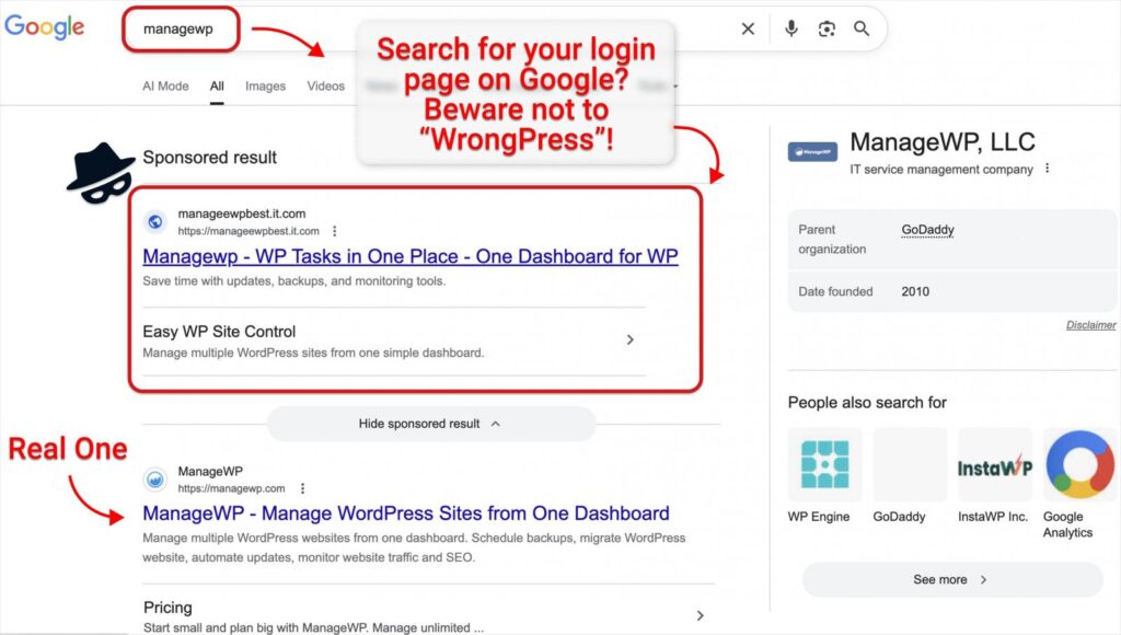 Malicious Google Search result