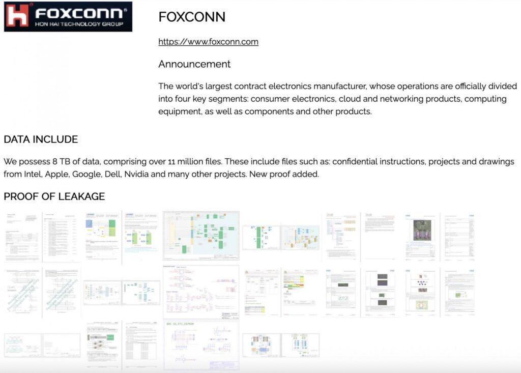 Foxconn entry on Nitrogen leak site