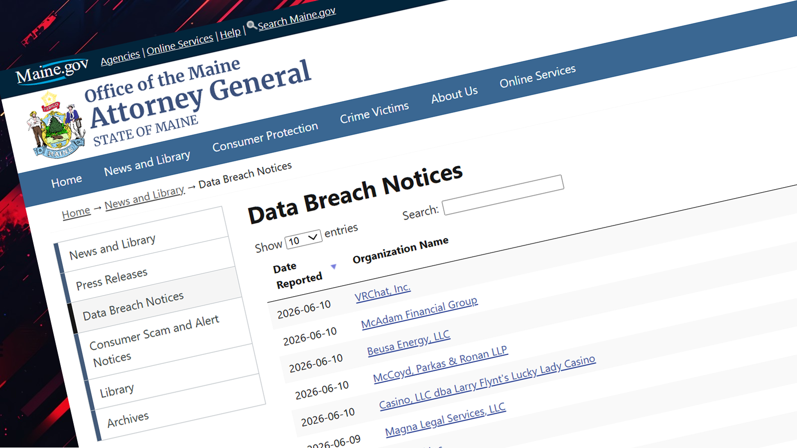 Maine breach portal abused to publish fake data breach disclosures