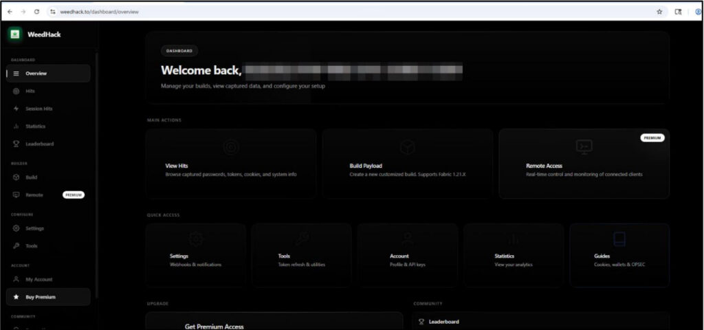 WeedHack dashboard