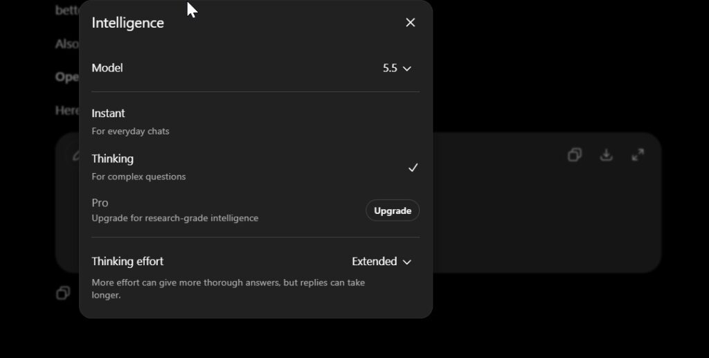 How to select legacy model in ChatGPT Plus or Pro