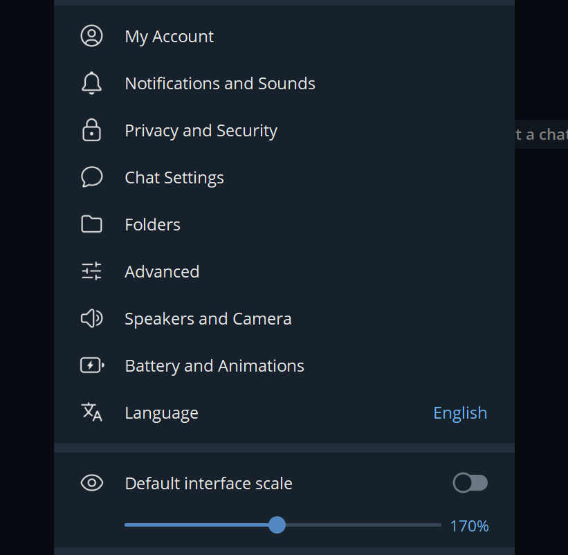 Select 'Advanced' under Telegram settings (GeekFeed)