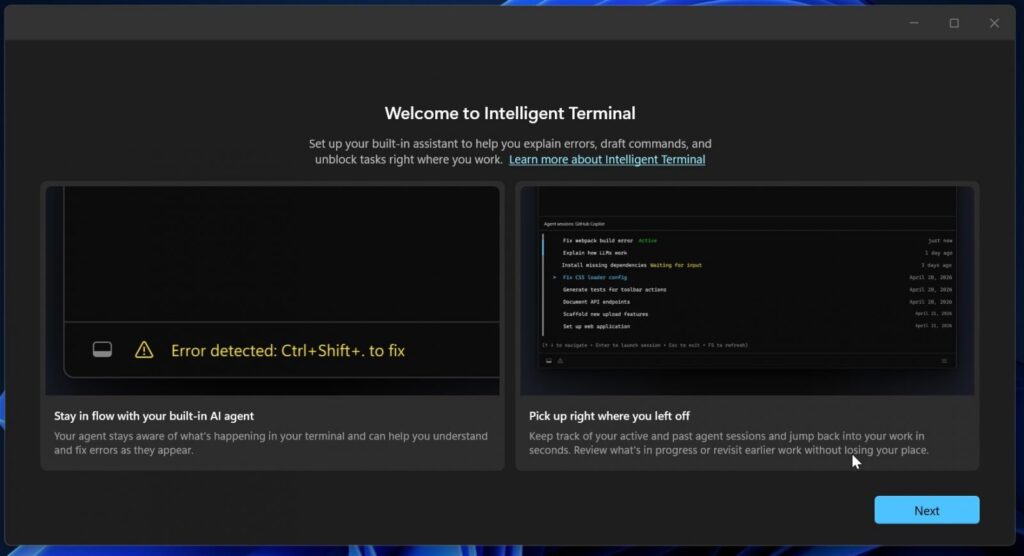 Intelligent Terminal first-run