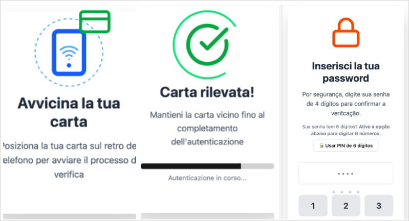 NFCShare's social engineering screens