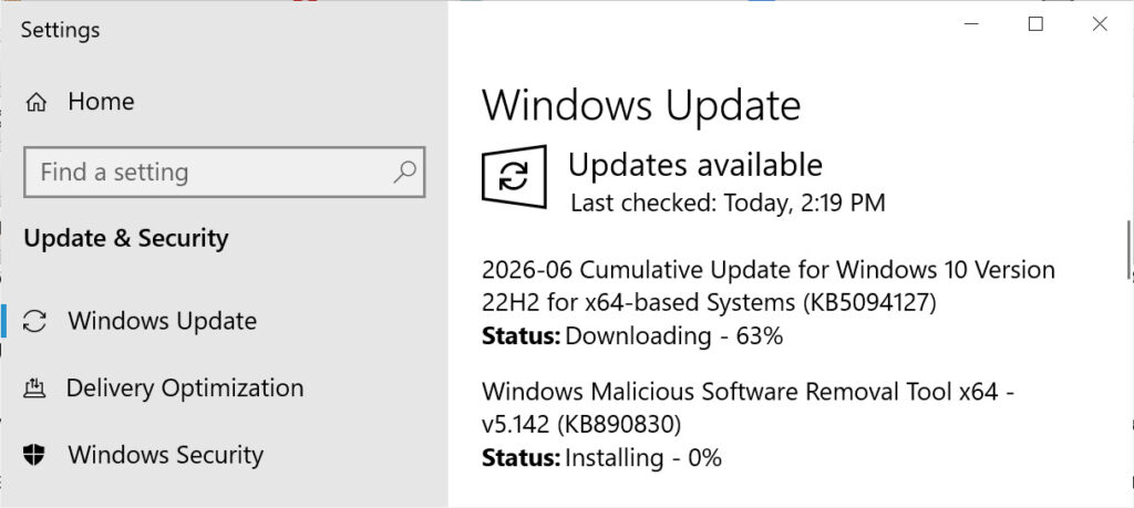 Windows 10 KB5094127 update