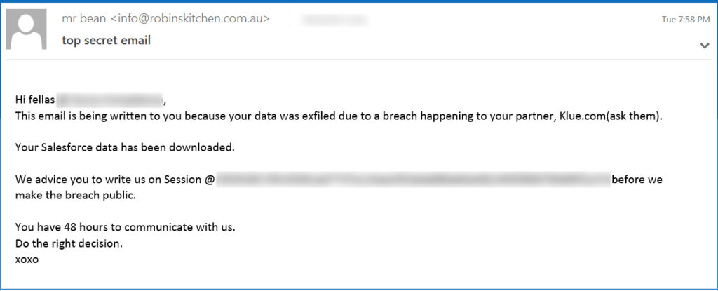 Icarus extortion email