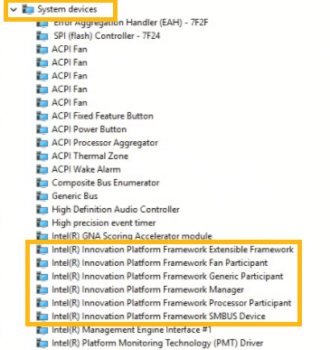 Intel IPF driver in Device Manager (Intel)