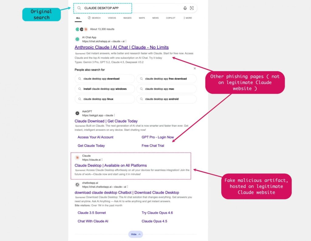 Malicious Bing search results