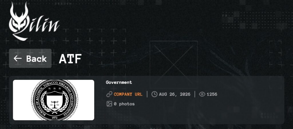 ATF entry on Qilin leak site