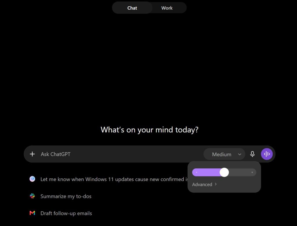 ChatGPT's intelligence slider