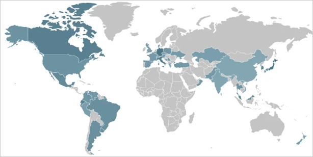 Evooo1Bot's current geographical spread