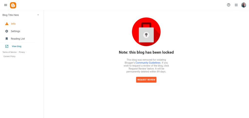 Blogger-hosted sites are locked