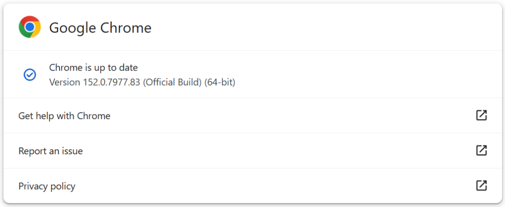 Chrome version