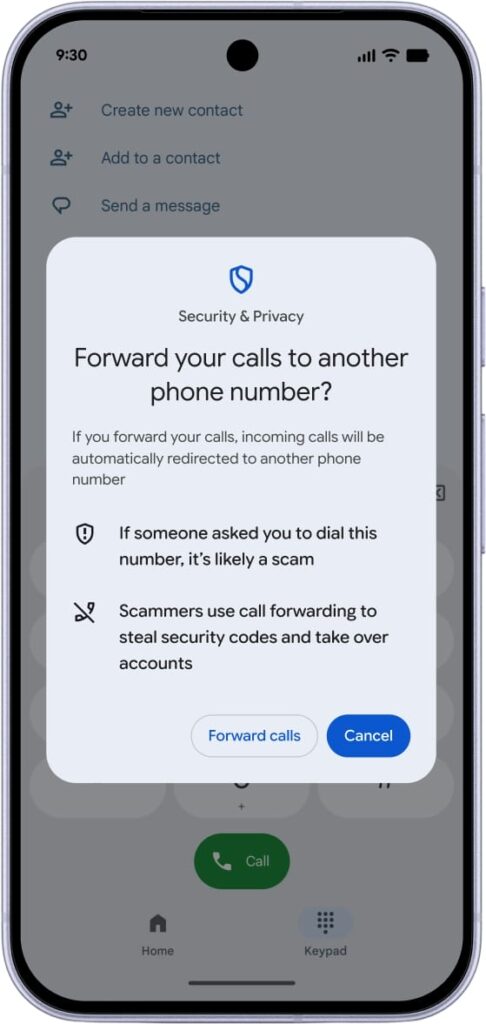 Call forwarding warning